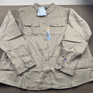 NWT Carhartt FR Shirt Women's XXL(20)  Relaxed Fit Long Sleeve Twill Beige CAT2